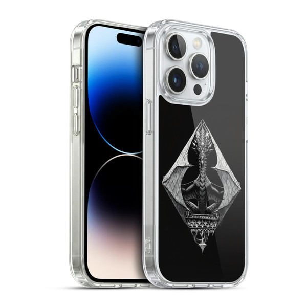 Stanley Morrison Black And White Gothic Diamond Dragon Soft Gel Case for Apple iPhone 14 Pro & MagSafe