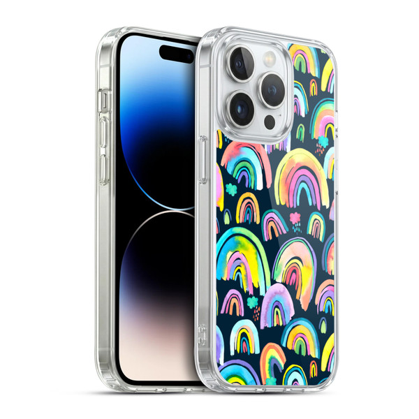 Ninola Patterns 4 New Rainbows Navy Multi Soft Gel Case for Apple iPhone 14 Pro & MagSafe