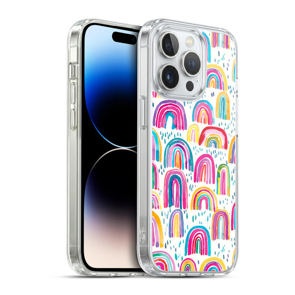 Ninola Patterns 4 Colourful Watercolour Rainbows Soft Gel Case for Apple iPhone 14 Pro & MagSafe