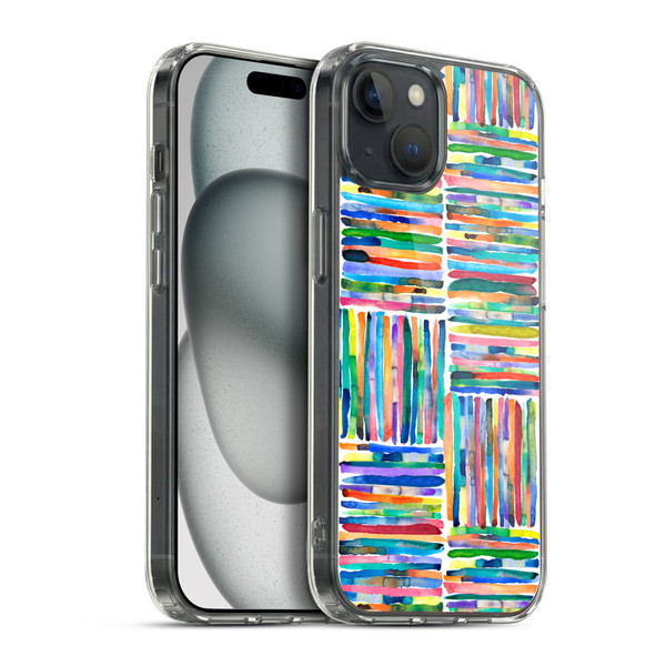Ninola Patterns 4 Handpainted Stripes Multi Soft Gel Case for Apple iPhone 15 Plus & MagSafe