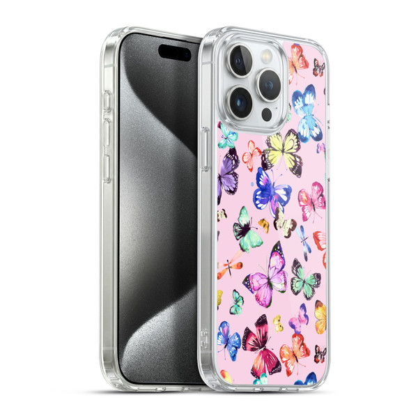 Ninola Patterns 4 Butterflies Multi Pink Soft Gel Case for Apple iPhone 15 Pro Max & MagSafe