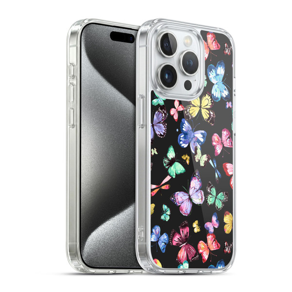 Ninola Patterns 4 Butterflies Black Multi Soft Gel Case for Apple iPhone 15 Pro & MagSafe