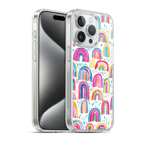 Ninola Patterns 4 Colourful Watercolour Rainbows Soft Gel Case for Apple iPhone 15 Pro & MagSafe