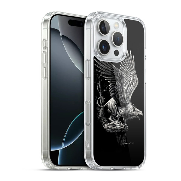 Stanley Morrison Black And White Griffon Soft Gel Case for Apple iPhone 16 Pro & MagSafe