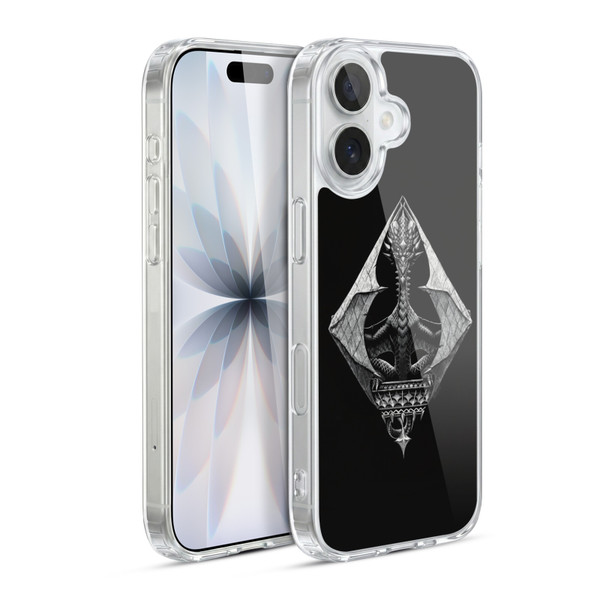Stanley Morrison Black And White Gothic Diamond Dragon Soft Gel Case for Apple iPhone 17