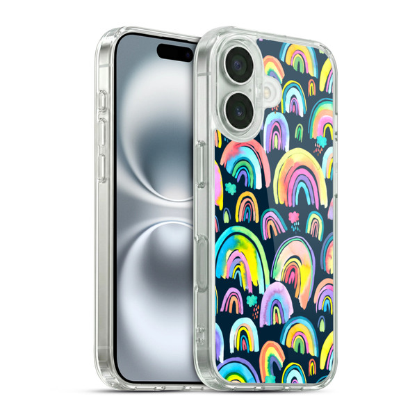 Ninola Patterns 4 New Rainbows Navy Multi Soft Gel Case for Apple iPhone 16 & MagSafe