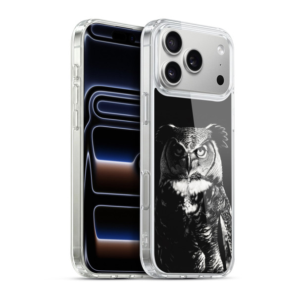Stanley Morrison Black And White Great Horned Owl Soft Gel Case for Apple iPhone 17 Pro Max