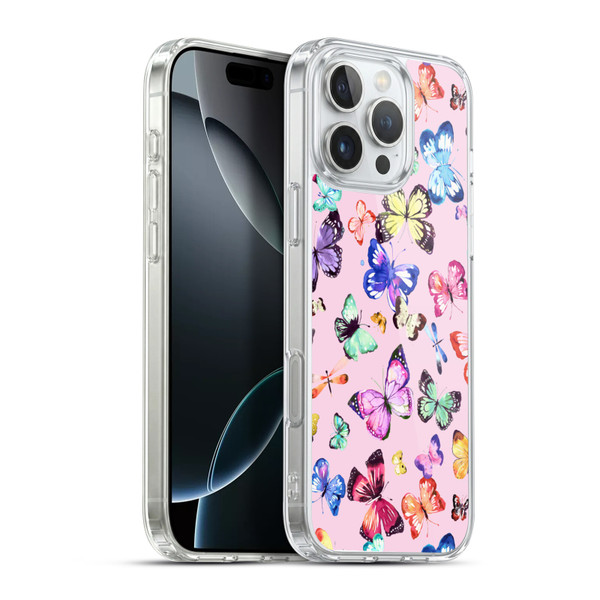 Ninola Patterns 4 Butterflies Multi Pink Soft Gel Case for Apple iPhone 16 Pro Max & MagSafe