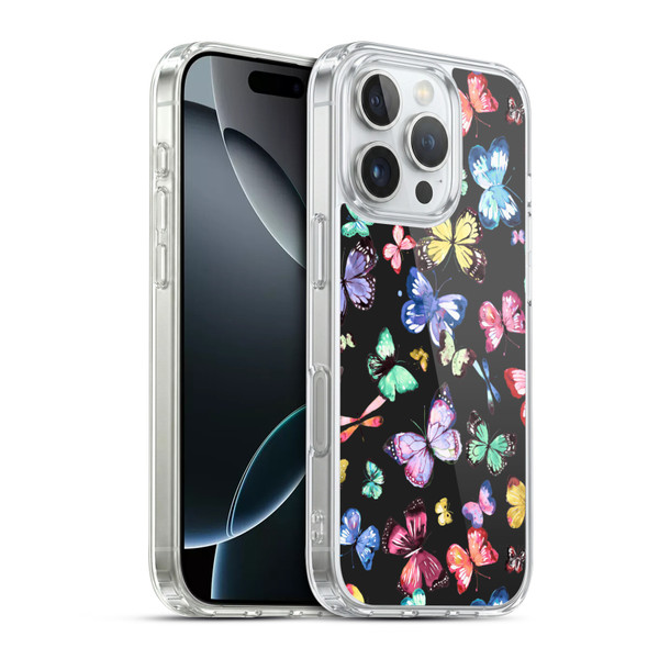 Ninola Patterns 4 Butterflies Black Multi Soft Gel Case for Apple iPhone 16 Pro & MagSafe