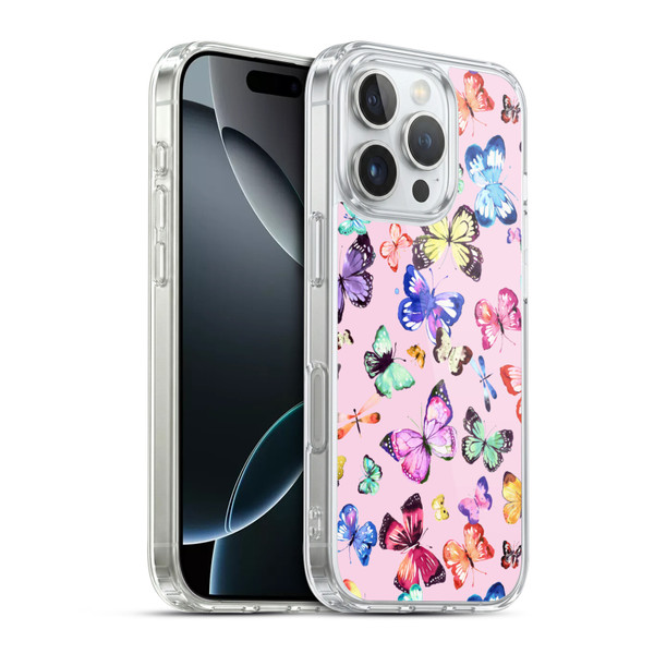 Ninola Patterns 4 Butterflies Multi Pink Soft Gel Case for Apple iPhone 16 Pro & MagSafe