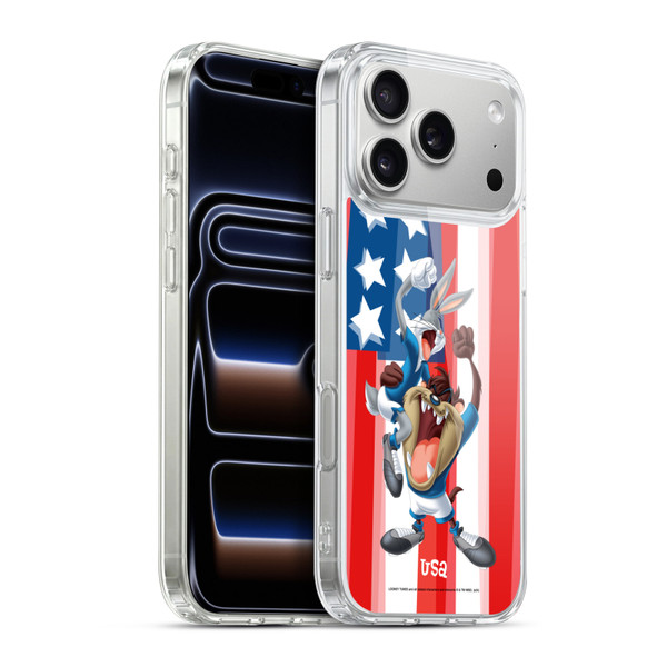 Looney Tunes Flag Graphics USA Taz & Bugs Bunny Soft Gel Case for Apple iPhone 17 Pro Max