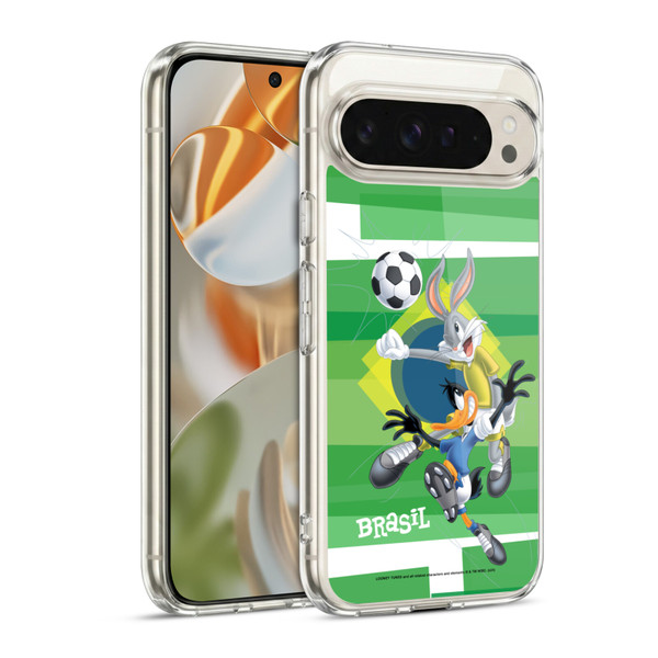 Looney Tunes Flag Graphics Brazil Bugs Bunny & Daffy Soft Gel Case for Google Pixel 9 / Pixel 9 Pro