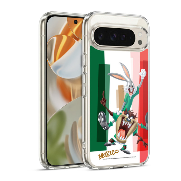 Looney Tunes Flag Graphics Mexico Taz & Bugs Bunny Soft Gel Case for Google Pixel 9 / Pixel 9 Pro