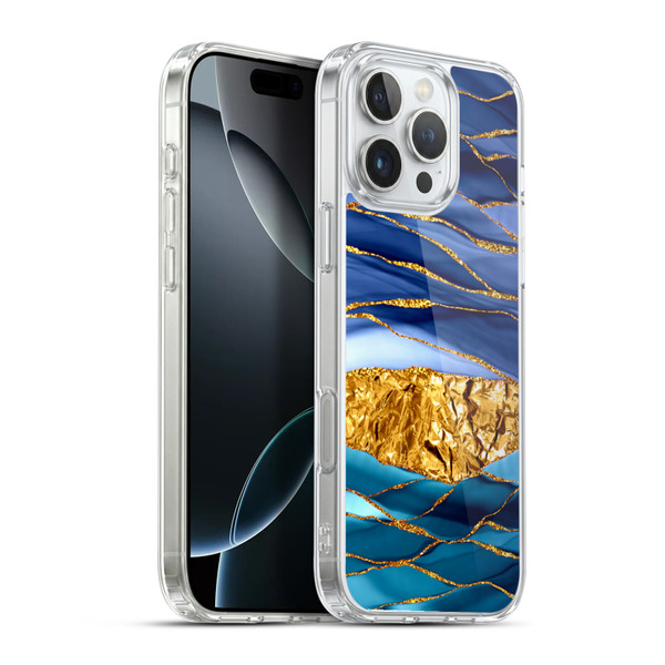 UtArt Dark Night Marble Golden Seas Soft Gel Case for Apple iPhone 16 Pro Max & MagSafe