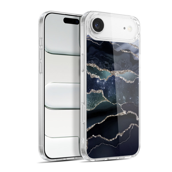 UtArt Dark Night Marble Silver Midnight Sky Soft Gel Case for Apple iPhone 17 Air