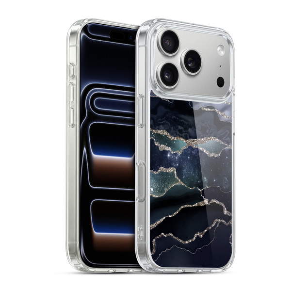 UtArt Dark Night Marble Silver Midnight Sky Soft Gel Case for Apple iPhone 17 Pro