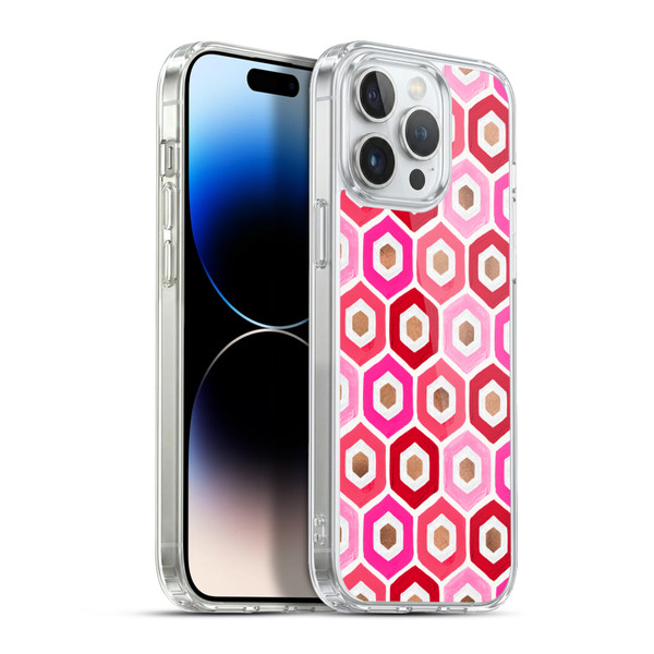 Cat Coquillette Patterns 6 Honeycomb Pink Soft Gel Case for Apple iPhone 13 Pro Max & MagSafe
