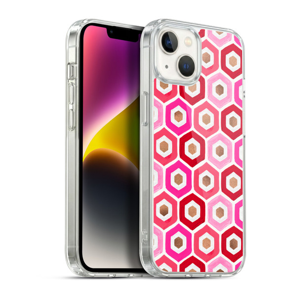 Cat Coquillette Patterns 6 Honeycomb Pink Soft Gel Case for Apple iPhone 14 Plus & MagSafe