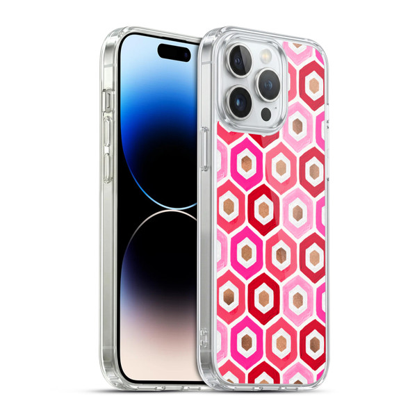 Cat Coquillette Patterns 6 Honeycomb Pink Soft Gel Case for Apple iPhone 14 Pro Max & MagSafe