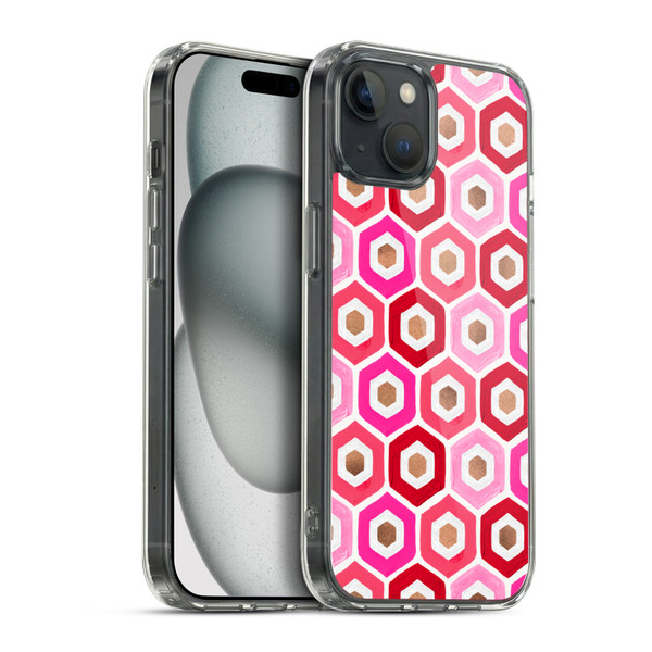 Cat Coquillette Patterns 6 Honeycomb Pink Soft Gel Case for Apple iPhone 15 Plus & MagSafe