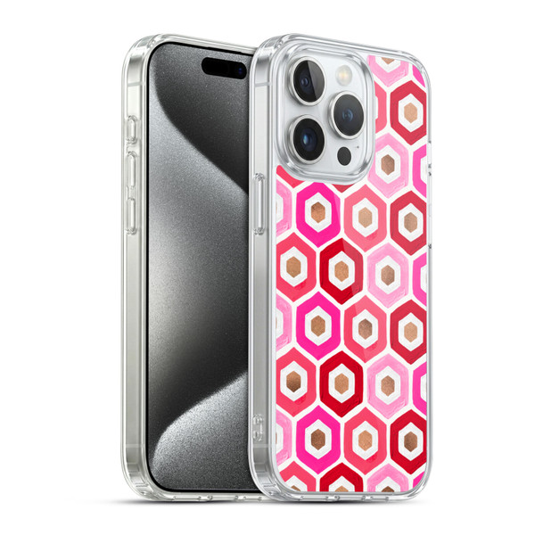 Cat Coquillette Patterns 6 Honeycomb Pink Soft Gel Case for Apple iPhone 15 Pro & MagSafe