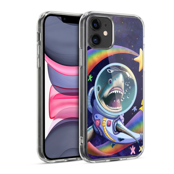 Carla Morrow Rainbow Animals Shark & Fish In Space Soft Gel Case for Apple iPhone 11