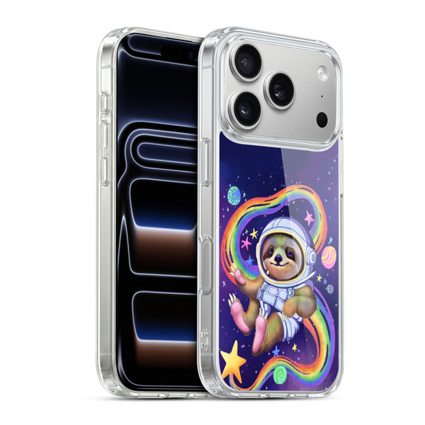 Carla Morrow Rainbow Animals Sloth Wearing A Space Suit Soft Gel Case for Apple iPhone 17 Pro