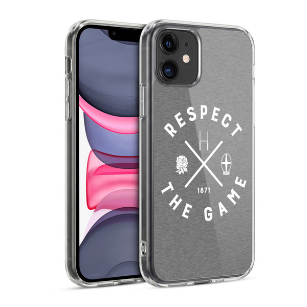 England Rugby Union Typography  Respect The Game Soft Gel Case for Apple iPhone 11