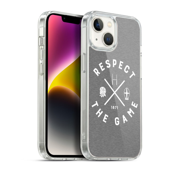 England Rugby Union Typography  Respect The Game Soft Gel Case for Apple iPhone 14