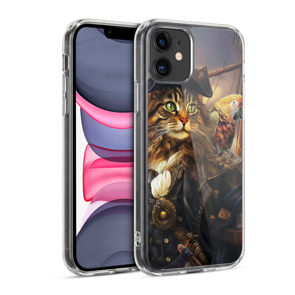 Michael David Ward Humor & Botanicals Captain Cat Soft Gel Case for Apple iPhone 11