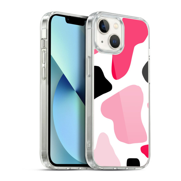 Grace Illustration Cow Prints Pink Soft Gel Case for Apple iPhone 13