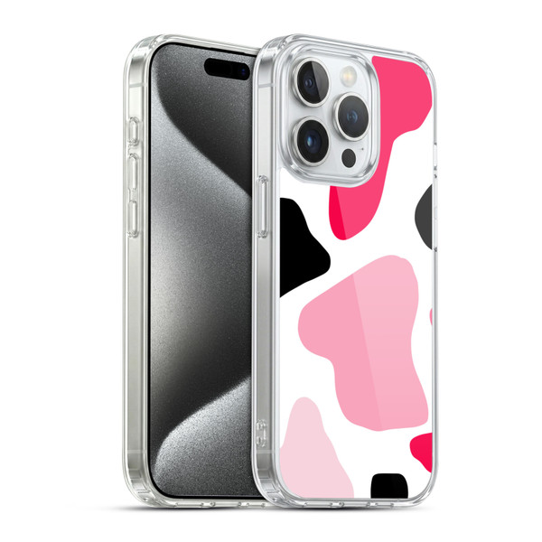 Grace Illustration Cow Prints Pink Soft Gel Case for Apple iPhone 15 Pro & MagSafe