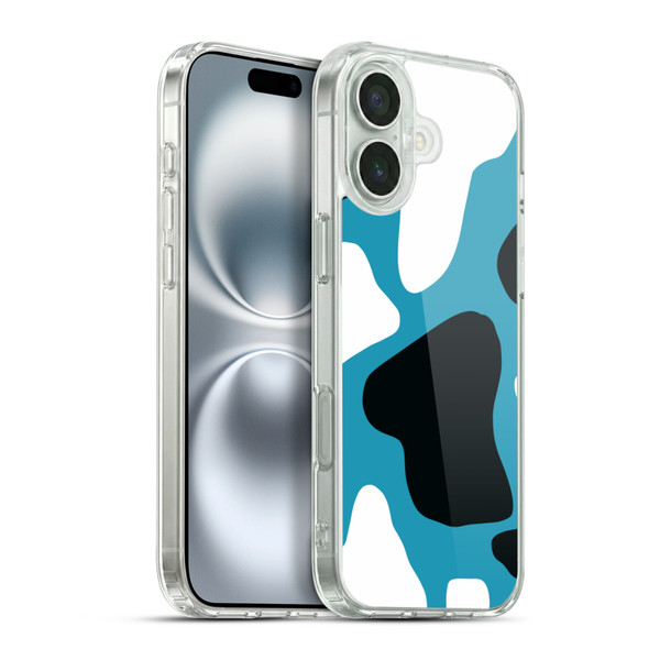 Grace Illustration Cow Prints Blue Soft Gel Case for Apple iPhone 16 Plus & MagSafe