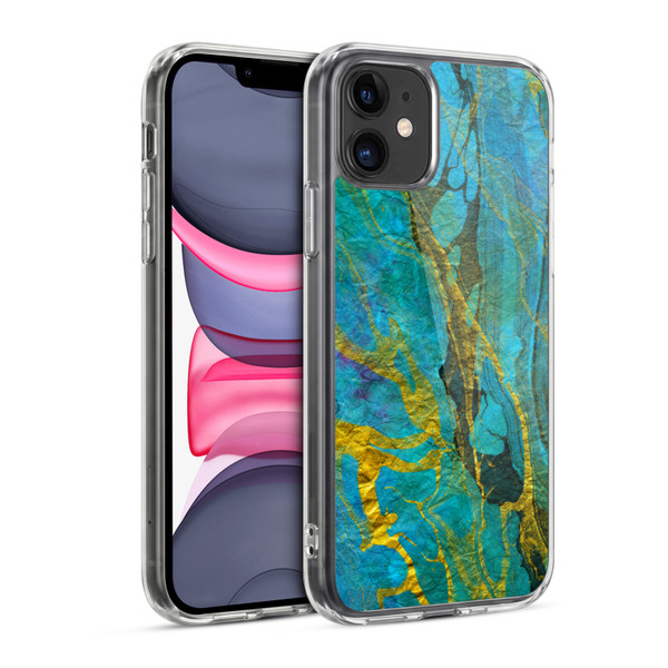 Haroulita Marble Yellow Teal Soft Gel Case for Apple iPhone 11