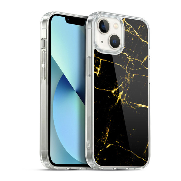 Haroulita Marble Black And Gold Soft Gel Case for Apple iPhone 13