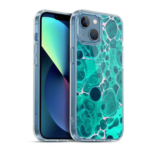 Haroulita Marble Teal Bubbles Soft Gel Case for Apple iPhone 13 Mini & MagSafe