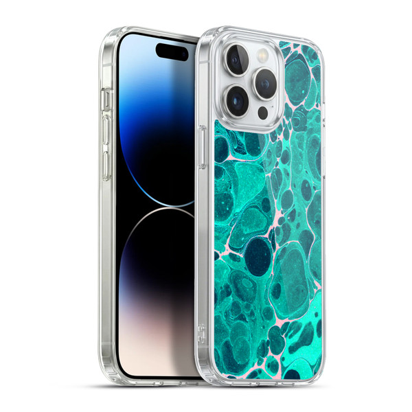 Haroulita Marble Teal Bubbles Soft Gel Case for Apple iPhone 13 Pro Max & MagSafe