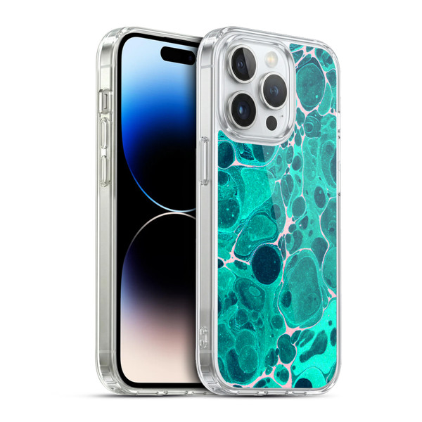 Haroulita Marble Teal Bubbles Soft Gel Case for Apple iPhone 13 Pro & MagSafe