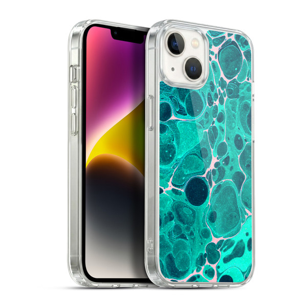 Haroulita Marble Teal Bubbles Soft Gel Case for Apple iPhone 14 Plus & MagSafe