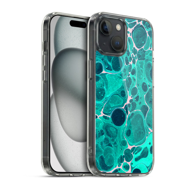Haroulita Marble Teal Bubbles Soft Gel Case for Apple iPhone 15 & MagSafe