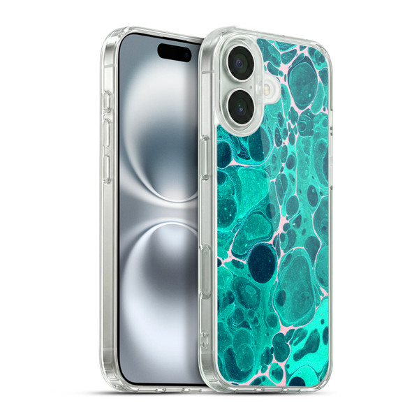 Haroulita Marble Teal Bubbles Soft Gel Case for Apple iPhone 16 Plus & MagSafe