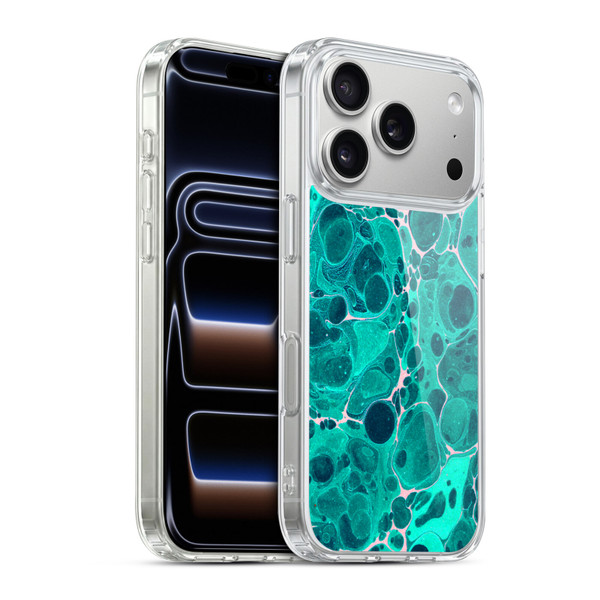 Haroulita Marble Teal Bubbles Soft Gel Case for Apple iPhone 17 Pro