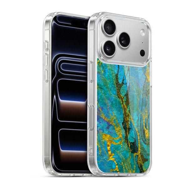 Haroulita Marble Yellow Teal Soft Gel Case for Apple iPhone 17 Pro