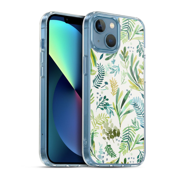 Ninola Botanical Patterns Tuscany Green Leaves Soft Gel Case for Apple iPhone 13 Mini & MagSafe