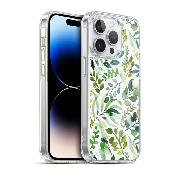 Ninola Botanical Patterns Watercolor Green Leaves Soft Gel Case for Apple iPhone 13 Pro & MagSafe