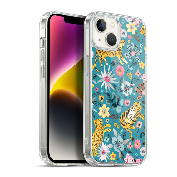 Ninola Botanical Patterns Tigers Flowers Soft Gel Case for Apple iPhone 14 Plus & MagSafe