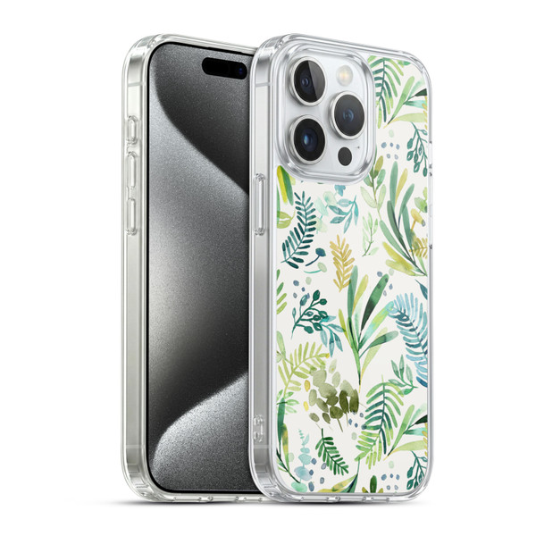 Ninola Botanical Patterns Tuscany Green Leaves Soft Gel Case for Apple iPhone 15 Pro & MagSafe