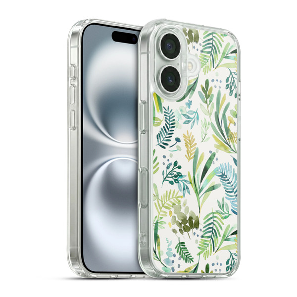 Ninola Botanical Patterns Tuscany Green Leaves Soft Gel Case for Apple iPhone 16 & MagSafe