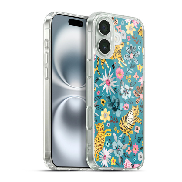 Ninola Botanical Patterns Tigers Flowers Soft Gel Case for Apple iPhone 16 Plus & MagSafe