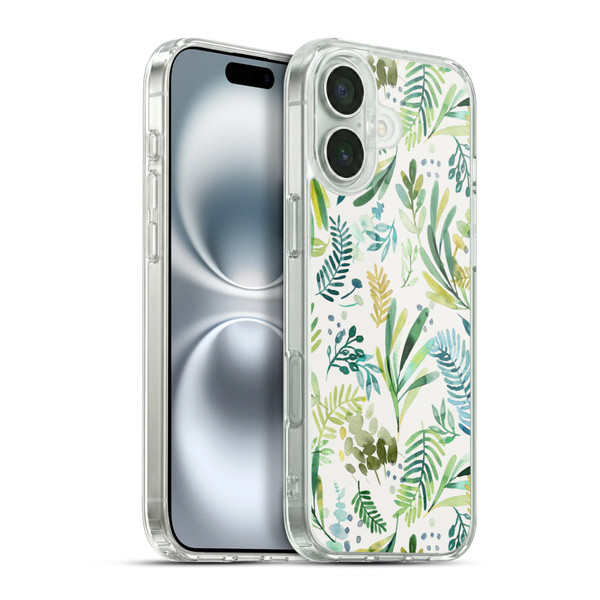 Ninola Botanical Patterns Tuscany Green Leaves Soft Gel Case for Apple iPhone 16 Plus & MagSafe
